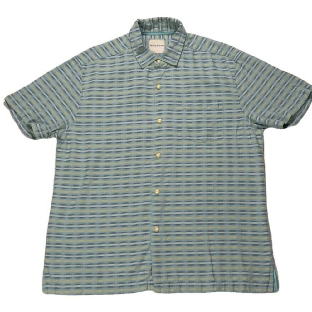Mens Large Tommy Bahama Blue Short Sleeve Button S